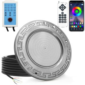 Pool Lights for Inground Pool, 60W 10 Inch LED Inground Pool Light with Controller, Remote and APP Control for Wet Niche, Color Changing Underwater Swimming Pool Lights with 50 Foot Cord