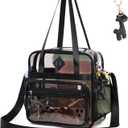 Clear Tote Bag - 12x6x12 See Through Stadium Event Bag for Women (Semi-black)