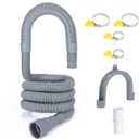 PinkCross Universal Washing Machine Drain Hose Extension, Flexible Washer & Dishwasher Hose, Portable Sink & Dehumidifier Pipe, Corrugated Plastic Hose with Clamp (16.4FT)