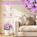 Suncalla Purple 2 Set Artificial Boxwood Topiary Ball Trees with Hydrangea Flower, 19.7" UV Resistant Outdoor Faux Plants with Ground Spike for Planter Front Door Home Indoor Porch Patio Decor