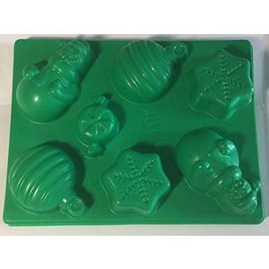 Unknown Happy Holiday Jigglers Jello Mold, 7-Piece Set (Green Plastic, 2 Snowmen, 2 Ball Ornaments, Peppermint Candy, 2 Snowflakes), 4 Pack