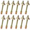 Tandefio 12 Sets Bed Frame Hardware Connector Kit M8x100 mm Panel Furniture Wardrobe Four-in-one Connectors Fittings, Bed Assembly Fasteners Bolts Nuts Threads Half Moon Spacers (Single Ended)