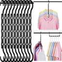 HOUSE DAY Closet Organizers and Storage 12 Pack, College Dorm Room Essentials, Multifunctional Organizer Magic Space Saving Hangers with 5 Holes, Storage Organization for Wardrobe Closet (Black)