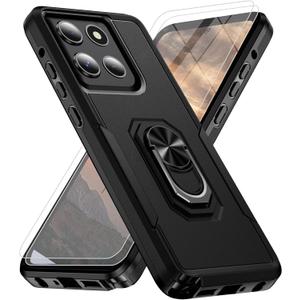 for Motorola Moto G Stylus 5G 2025 Case [15 FT Military Grade Drop Protection] with 2x Tempered Glass Screen Protector, Heavy-Duty Shockproof Magnetic Kickstand Case for Moto G Stylus 5G 2025 Black