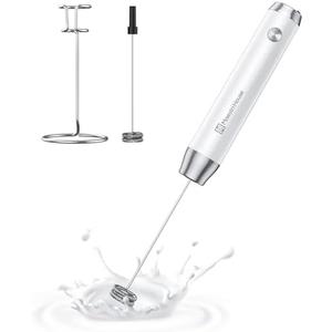 Maestri House Rechargeable Milk Frother with Stand, LunaFro Handheld Electric Foam Maker Waterproof Detachable Stainless Steel Whisk Drink Mixer Foamer for Lattes, Cappuccino