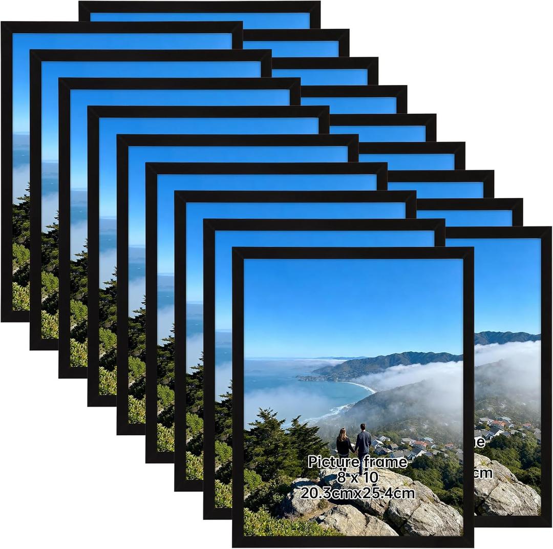 Giftgarden 8x10 Picture Frame Set of 18, Lightweight 8 by 10 Frames Bulk for Gallery Wall Photo Hanging and Tabletop Display, Black