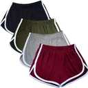Cameway 4 Pack Women's Cotton Yoga Dance Short Pants Sport Shorts Summer Athletic Cycling Hiking Sports Shorts (Black, L)