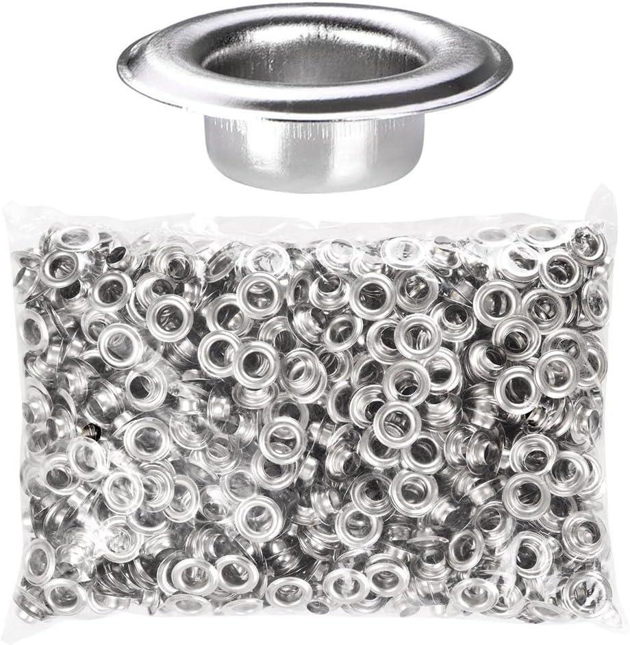 Yescom 1000 pcs Grommet Kit 3/8 inch Size #2 Nickel-Finished Grommets Compatible with Semi-Automatic Eyelet Machine for Fabric Leather Tarp YES0387