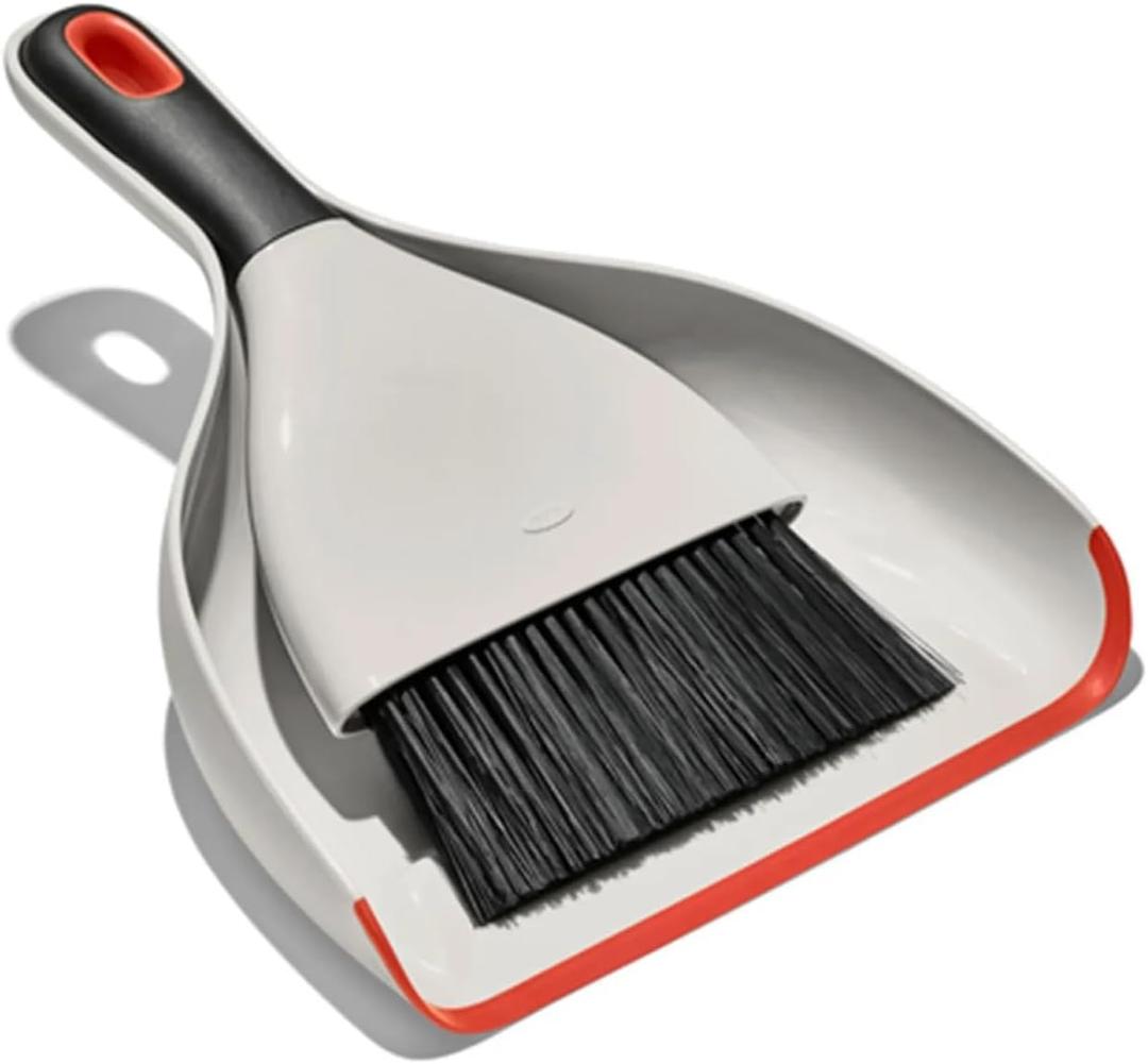 OXO Good Grips Dust Pan And Brush, 12 X 9, 2" Handle, Plastic, White