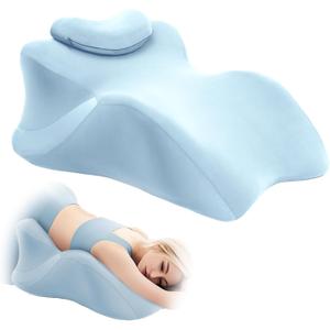 Wedge Pillow for Couples Intimacy, Spine & Hip Alignment Position Cushion, Memory Foam Lift Pillow for Adult Bed, Lounge & Relaxation, Comfort Support for Back, Waist & Posture-Blue, one size