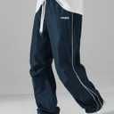 FCOOLYEET Men Track Pants Y2k Drawstring Lightweight Sweatpants Wide Leg Cool Parachute Pants Streetwear (S)