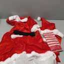 SOMSOC 5 Pack Women Mrs Claus Christmas Costume Set Velvet Dress with Belt Striped Over Knee High Socks Santa Hat Gloves, Size L