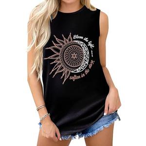 Womens Tank Tops Summer T Shirts Sleeveless Casual Loose Tunic Blouses 2026 (Black, XXL)