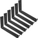 Shelf Brackets 10 Inch, Heavy Duty Black Metal Floating Shelf Bracket, Rustic Farmhouse Decorative Iron L Bracket with Lip/Hook, J Brackets Wall Angel Corner Brace for Wood Shelves - 6 Pack (6 Pcs 9.5"L x 6"H)