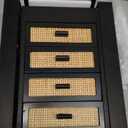 Jewelry Organizer, Rattan Jewelry Box, 5 Layer Wooden Jewelry Organizer Box with Mirror, Jewelry Boxes with 4 Drawers for Women Men, Black Jewelry Storage for Rings Earrings Necklaces Bracelets Watch