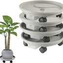 4 Packs 13 inch Plant Caddy with 4 Wheels and Drainage Tray,Round Flower Pot Mover,Garden Rolling Plant Stand with Wheels,Plant Pallet Dolly for Heavy Duty Planter,Loading Capacity 110Lbs