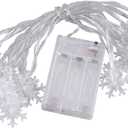 Ciieeo Snowflake Shape Led Lights String 10m 80 Lights Battery Operated Ideal for Christmas Wedding