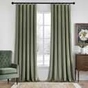 MIULEE Sage Green Velvet Curtains 90 Inches Long 2 Panels Set for Bedroom, Pinch Pleat Back Tab Luxury Thermal Insulated Living Room Darkening Drapes Pleated Blackout Window Curtains with Hooks