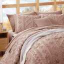 Full Size Comforter Set- 7 Pieces Tufted Bed in a Bag Full Bedding Sets | All Season Shabby Chic Boho Bedding with Comforter, Sheets, Pillowcases & Shams, Rusty Pink