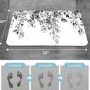 Gibelle Eucalyptus Leaves Bath Mat Rug Set 2 Piece, Super Absorbent Quick Dry Bathroom Rug Set, Non Slip Rubber Backed Bathroom Floor Mat for Tub Shower Sink (17"x24"+20"x32", Black)