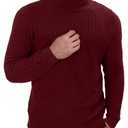 TUREFACE Red Turtleneck Sweater for Men Long Sleeve Casual Winter Knitted Pullover Slim Fit Turtlenecks, XL