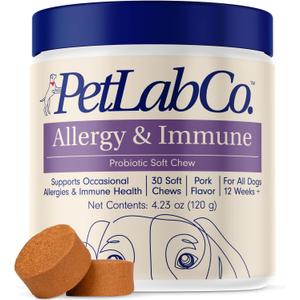 PetLab Co. Allergy & Immune Probiotics for Dogs, Support Seasonal Allergies, Gut & Digestive Health - Pork Flavor - 30 Soft Chews (Single Pack)