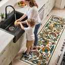 Zealude Washable Kitchen Runner Rug, Floral 2x6 Rug Runners for Hallways, Washbale Non Slip Beige Rugs, Soft Low Pile Carpet for Bedroom Entryway Laundry Room