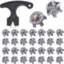 31Pcs Golf Spikes Set 30 Golf Shoe Spikes Replacements with 1 Black Cleats Spanner Metal Thread Screw 6 mm Dia Shoe Cleats Suitable for Use on Lawns or Golf Courses