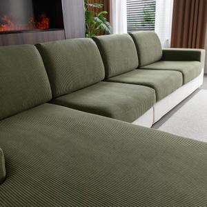 Sectional Couch Covers, Wear Resistant Stretch Sofa Covers Washable Soft Couch Cushion Covers Anti Slip Furniture Protector Sofa Slipcovers for Pets (1 Piece Back Couch Cover, Green)