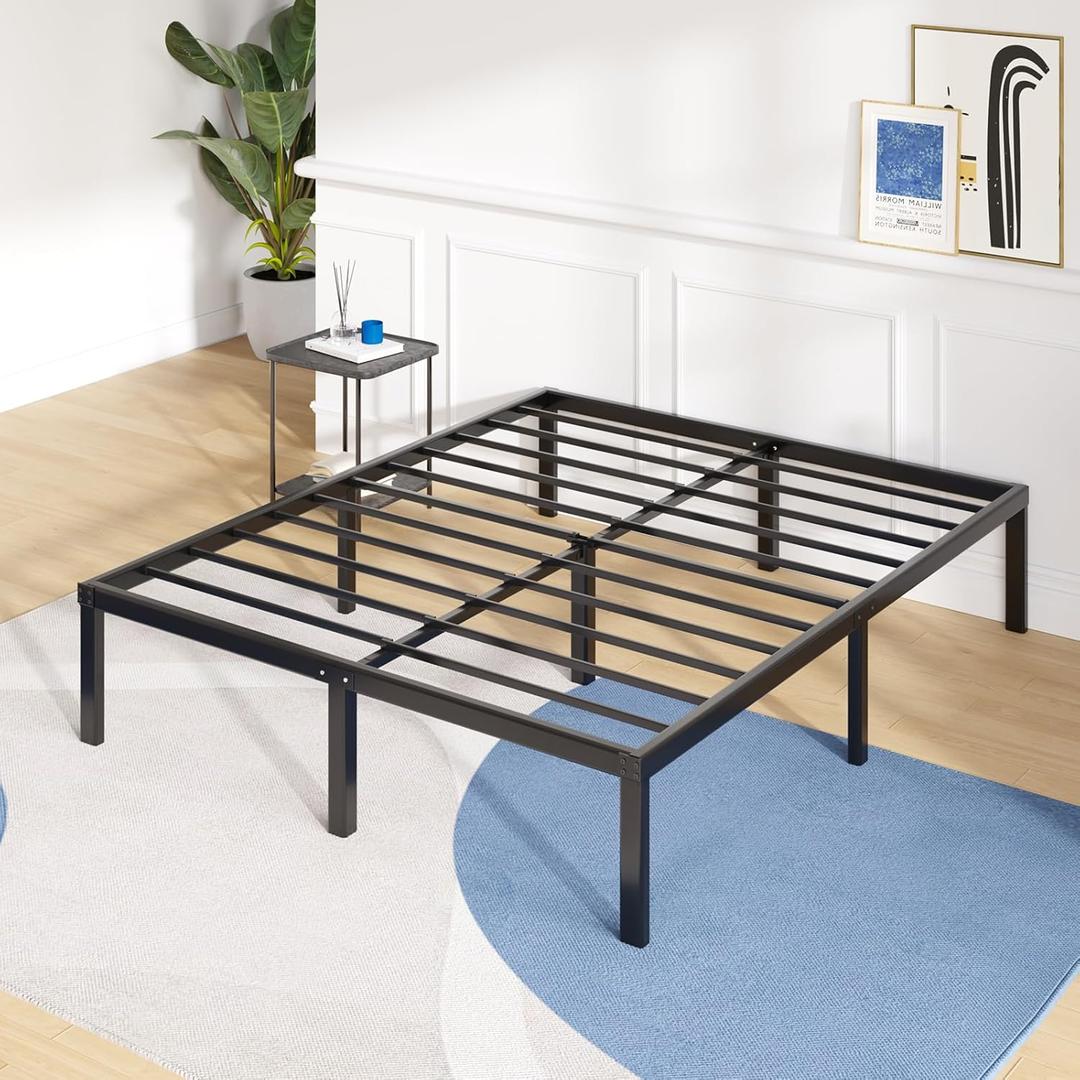 Avenco Queen Bed Frame - 14 Inch Sturdy Platform Bed Frame Queen Size with Storage Space Under Bed, Heavy Duty Steel Slat Support, Easy Assembly, Noise Free
