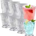 Vintage Butterfly Relief Drinking Glasses Set of 8, 12 oz Highball Glasses & 9 oz Cocktail Glasses Set,Kitchen Water Glasses Cup, Bar Tumbler Glassware Set for Beer, Juice, Cocktail