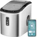 EUHOMY Smart Ice Makers Countertop -26lbs in 24 Hours, 9 Cubes Ready in 8Mins, Self-Cleaning Countertop Ice Maker, Portable Ice Maker with Ice Scoop and Basket, Perfect for Home/Kitchen/Office(Sliver
