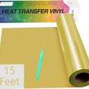 HTVRONT HTV Vinyl Rolls Heat Transfer Vinyl - 12" x 15ft Gold HTV Vinyl for Shirts, Iron on Vinyl for All Cutting Machines - Easy to Cut & Weed for DIY Heat Vinyl Design (Gold)