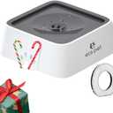 ELS PET No Spill Slow Water Feeder - Large Capacity 70oz/2L Travel Bowl for Dogs & Cats Anti-Gulping, Keeps Floor & Beard Dry, Dishwasher Safe, Activated Carbon Filter Included (Grey)
