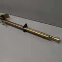 1Inch Single Curtain Rods, Decorative Drapery Rods Adjustable 100-144IN Length, With Horn Finials, Wall Mount and Ceiling Mount, Warm Gold