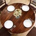 BOOWEATS Wood Grain 48 Inch Round Fitted Cloth Tablecloth with Elastic Edged, Waterproof Oil Proof Wipeable Table Cover for Indoor Outdoor Patio Table, Fits Round Tables Up to 46" - 50" Diameter