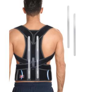 Hurmoya Back Brace Posture Corrector for Women and Men, Lower and Upper Back Pain Relief, Hunchback and Scoliosis Straightener with 2 Removable Metal Splints Support, Adjustable Straps Belt Waist Size S