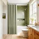 Jolilight Sage Green Linen Small Stall Shower Curtains for Bathroom Natural Boho Shower Curtains Stall Bath 36x78 Cloth Fabric Half Narrow Water Repellent RV Drapes for Bathtub 36 x 78 Inches
