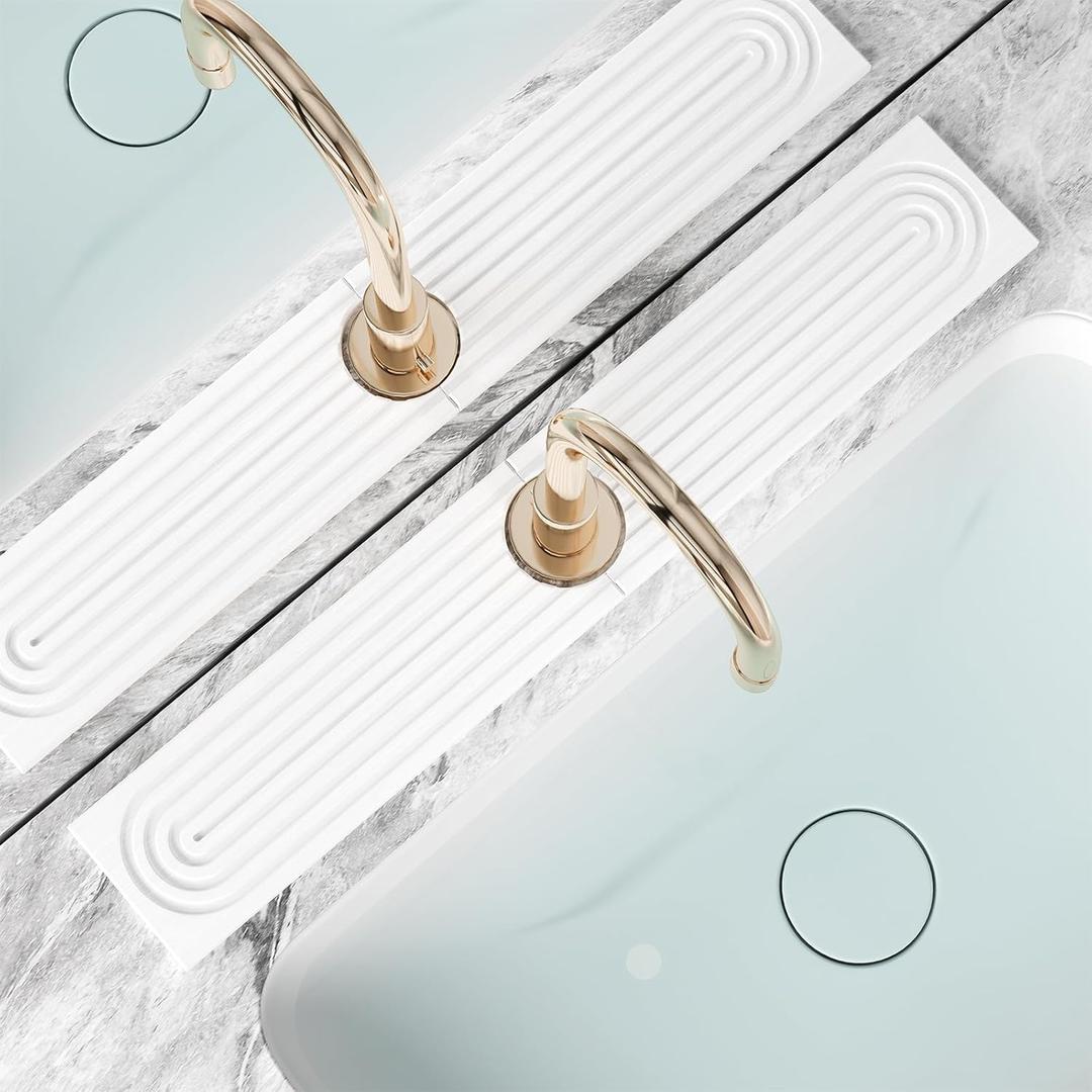 Premium Diatomite Stone Drying Mat for Kitchen Counter - Faucet Mat for Kitchen Sink, Sink Protector & Splash Guard, Quick-Dry Kitchen Sink Mat,Super Absorbent (White, 23.6" x 4")