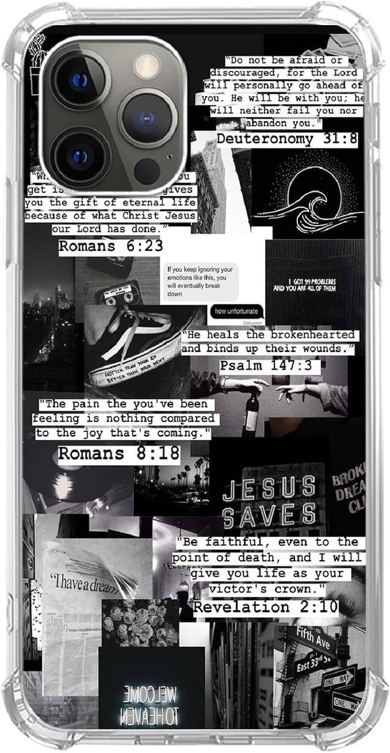 Black Aesthetic Phone Case Compatible with iPhone 13 Pro MaxPositive Famous Quotes Collage Cool Teen Woman Girl Boy Case for iPhone 13 Pro Max, Shockproof TPU Bumper Protective Cover Case