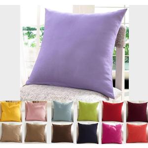 Set of 2 TangDepot Handmade Decorative Solid 100% Cotton Canvas Throw Pillow Covers/Pillow Shams, (18"x18", Light Purple Lavende)