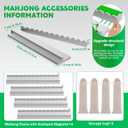Upgraded Version,Mahjong Racks with Pushers,17 Inch,Wooden American Mahjong Tile Pushers and Racks Set of 4, with 4 Mahjong Racks Drawstring Bag, Mahjong Accessories(Silvery)