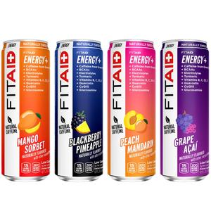 LIFEAID FITAID Energy, 200mg Natural Caffeine, Keto, Variety Pack, Optimum Performance Formula: BCAAs, Quercetin, Electrolytes, Omega-3s, 15 Calories, Paleo, Vegan & Gluten-Free, 12 Fl Oz (Pack of 12), Best By: 2026-06-20