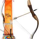 FSFF Enhanced Wooden Bow and Arrow Set 33 Piece-2 Bows 2 Quivers 16 Arrows 10 Targets & 2 Armguards Beginner Toy Archery Outdoor Gift Idea Boy or Girl