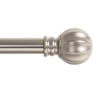 Ivilon Curtain Rod with Ball Finials - 1 inch Pole. 48 to 86 Inch. Satin Nickel
