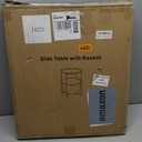 danpinera Round Side Table with Fabric Storage Basket, Metal Side Small Bedside Table Nightstand with Removable Tray Top for Living Room, Bedroom, Nursery, Bathroom, Gold