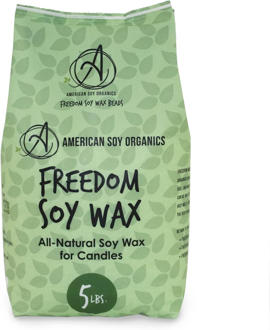 Freedom Soy Wax Beads for Candle Making - Natural Candle Making Supplies - Paraffin-Free, Beeswax-Free Candle Wax for Container Candles, Tealights and Wax Melts, 5 lbs