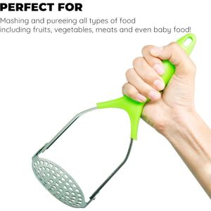 Stainless Steel Potato Masher - Heavy Duty Handheld Potato With Comfortable Grip - Ideal For Mashing Potatoes, Fruits, And Vegetables - Kitchen Tool For Home And Commercial Use