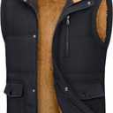 MAGCOMSEN Mens Winter Vests Outerwear Fleece Lined Puffer Vest Warm Casual Quilted Vest Bubble Sherpa Vest Jacket (X-Large, Black)