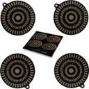 4 pcs Thermochromic Silicone Induction Cooktop Protect Mat, Silicone mat for Induction Cooktop,Induction Cooktop Protective Cover (9.5inches) Black